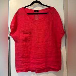 Elissia Women's Linen/Cotton blend dark coral Top / Blouse size XL as new!